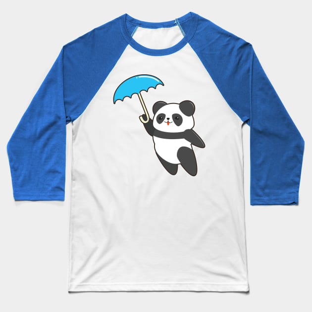 Panda at Rain with Umbrella Baseball T-Shirt by Markus Schnabel